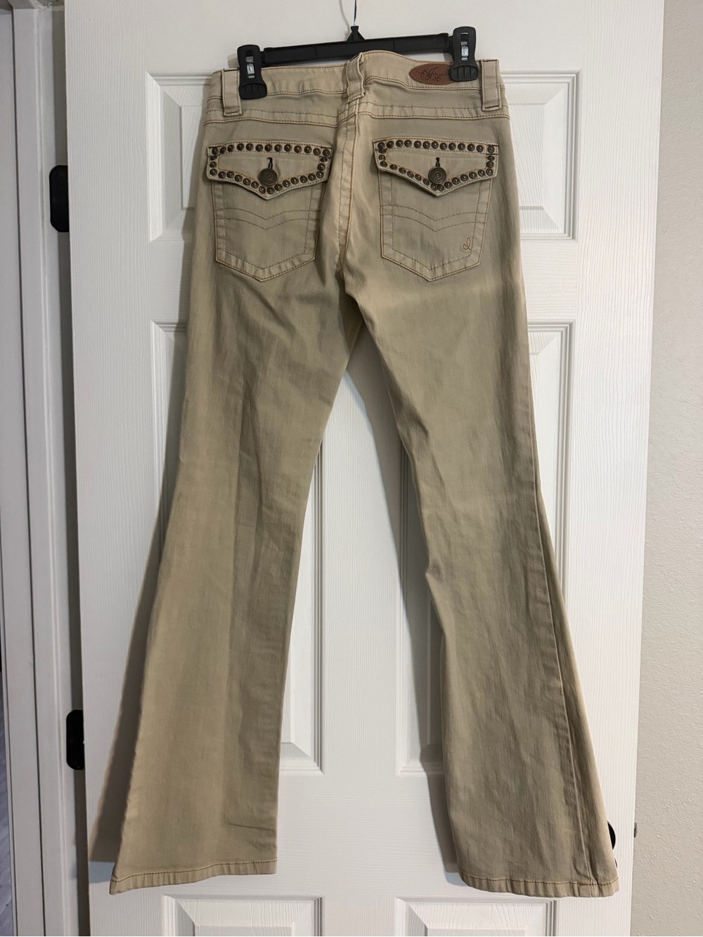 Infusion Studded Khaki Flare Jeans
